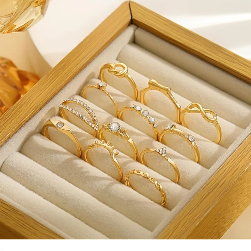 Gold Stacked Midi & Knuckle Ring Set for Women 30 Pc